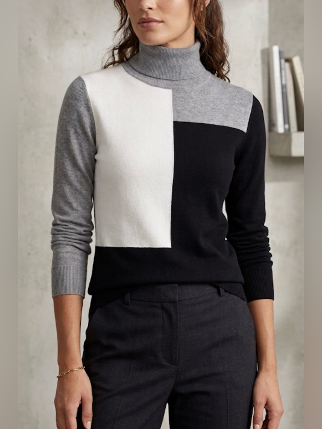 Calvin Klein Gray, Black And White Long Sleeve Knit Size Medium
